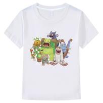 Boy girl T-shirts My Singing Monsters Game Graphic Cartoon Funny Pure Cotton Tee Round Neck Short Sleeve summer kids clothes 100 balta