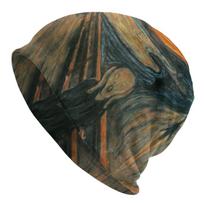 The Scream By Edvard Munch Beanie Bonnet Knitting Hats Women Unisex Famous Oil Painting Winter Warm Skullies Beanies Cap for Ski One Size