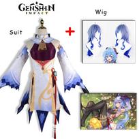 Ganyu Cosplay Game Animation Corner Outfit Anime Costume Uniform Wig New Character Roleplaying 2022 Sets Unisex L-(Full set+wig)