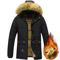 Vyriška žieminė rudeninė kailinė apykaklė Parka paltas juodas vilnonis pamušalas storas šiltas pliušinis striukė su gobtuvu Vyriškas 5XL dydis XXXXXL juoda