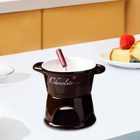 Chocolate Fondue Pot 300ml Cheese Tea Light Porcelain Melting for raudona