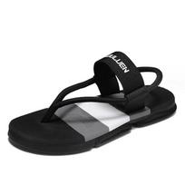 Men Flip Flops Summer Beach Slippers Trendy Round Toe Comfort Walking Shoes Outside Soft Sole Lightweight Sandals 40 juoda