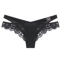 Ice Silk Patchwork Seamless Thong Women's Underwear Print Mid Waist Sexy V-loop Buckle T Panties Lace Hip Up Triangle Pantys L juoda