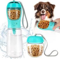 Dog Water Bottle Large Capacity Dog Travel Water Bottle with Food Container Portable Dog Water Bottles for Walking Pet Hiking mėlyna