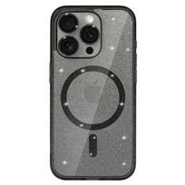 Telefono dėklas Glitter Magsafe, Iphone 16 Pro Max, juoda-skaidri