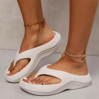 Thick Platform Eva Flip Flops For Women Summer Clip Toe Non Slip Beach Sandals Woman Comfortable Soft Sole Cloud Slippers 40-41 balta
