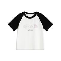 Li Ning X League Of Legends Letter Splicing Breathable Versatile Short Sleeve T-Shirt Women T-Shirt Off-White Black AHSV536-3 XXL