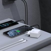 Dudao sieninis įkroviklis A28PCEU PD 45W GaN 2xUSB-C su USB-C laidu - baltas