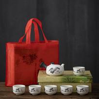 Snowflake Glaze Qingyun Tea Set Kung Fu Ceramic Gift Box Seven-piece Set