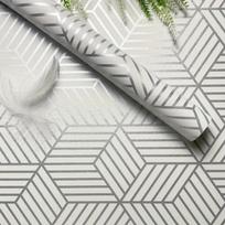 Geometric Hexagon Silver Peel and Stick Wallpaper Removable Self Adhesive Wallpaper Vinyl Film Shelf Paper and Drawer Line 45CMX1M