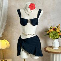 Moterims maudymosi kostiumas Seksualus bikini Naujas Push-up bikini komplektas Maudymosi kostiumas Moterims Paplūdimio drabužiai Biquini 3 dalių kostiumai S juoda