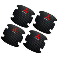 4 vnt. Automobilio durų rankenėlių apsauginis lipdukas Emblema Automobilio stilius Mitsubishi Asx Lancer Outlander Pajero Ralliart priedams juoda