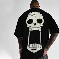One Piece Men's T-shirt Brook Summer and Autumn Japanese Anime Boy Children's Short-sleeved Retro Loose Parent-Child Outfit 4XL