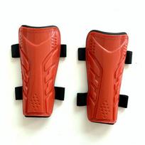 Double Strap Reinforced Shin Guards for Students and Adults - Football Leg Protection Medium 17cm suitable for 120-165cm height raudona