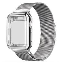 TPU Case+Milanese Loop For apple Watch Ultra 2 band 49mm 44mm 40mm 45mm 46mm 42mm 41 38mm Bracelet iwatch Series 10 9 8 SE Strap 42mm-Series 10 sidabras