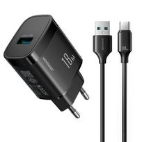Joyroom JR-TF4 18W sieninis įkroviklis su 3A USB-A - USB-C 1m laidu - juodas