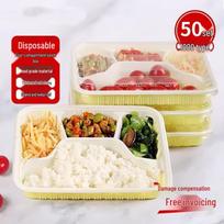 HANDUNYOU Disposable Thickened 4-Compartment Plastic Meal Prep Containers with Lids