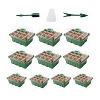 Germination Tray Drain Hole Small Greenhouse 12-cell Plants Seedling Starting Tray Kit For Balcony Farm Apartment Classroom Sci