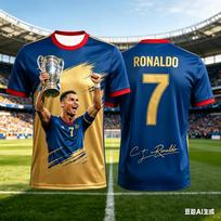 Naujas 2026 Ronaldo Gerbėjų Edition Futbolo Marškinėliai Vaikams Greitai Džiūstantis Kvėpuojantis 3D Spausdinimo Futbolo Marškinėliai Vasaros Lauko Sporto T-shirt XXS beige