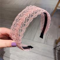 Make up With Toothed Face Wash Resin Wide Side Hairband Women Hair Accessories Lace  Leaves Headband Korean Style Hair Wear rožinė