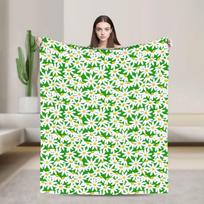Warm Soft Throw Blanket Travel Office Daisy on a green background pattern Blankets  Flannel Bedspread For Outdoor Sofa Bed Cover 80x120cm