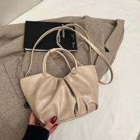 Vintage Retro Dumpling Bag Fold Commuting Shoulder Bag Casual Oil Wax Leather Handbag  Women balta