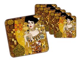 Komplet 6 Podkładki Korkowe Pod Kubek Gustav Klimt Adela Zestaw 6Szt
