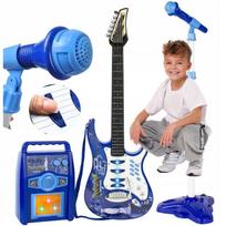 Gitara Elektryczna Duża Dla Dzieci Mikrofon Statyw Wzmacniacz Instrument
