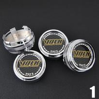 4PCS JDM Sport Rim Cap Clip 62mm VOLK RAYS Emblem Sticker Wheel Center Hub Caps Car Cover Cap Black & Silver