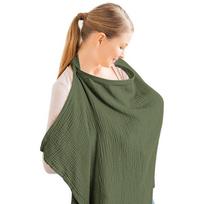 Lightweight Nursing Feeding Scarf Cotton Muslin Muslin Nursing Cover Breastfeeding Cover  For Baby žalia