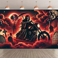 2D Dark Satanic Goat Head Tapestry Pentagram Ritual Circle Black Wall Hanging 47.2x31.5inch/120*80cm