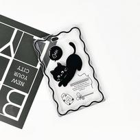 Cute Black Cat Transparent Kpop Photo Card Holder Anti-lost Keychain Protective Card Case Student Campus Card Protective Sleeves