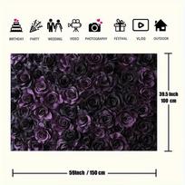 2D Black and Purple Roses Photography Backdrop Floral Background 47.2x31.5inch/120*80cm