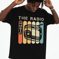 European sizes Retro Radio Music Tee Men T Shirt Black Summer Funny Printed T-shirts, Fashionable Outerwear Fashionable Summer T-shirt S juoda