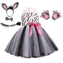 Cute Girls Jungle Theme Animal Costume Elephant Zebra Gray Wolf Suit Dress Halloween Baby Birthday Party Gorgeous Princess Gift S 2-3years