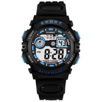 Electronic Watch Waterproof Multifunctional Digital Display Fashionable Kids LED Luminous Digital Watch for Student mėlyna