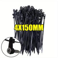 100pcs Nylon Cable Ties with Mounting Screw Hole Self Locking Loop Wraps Zipper Cables Tie Wire Fastening Straps Bundle Tool (black,100 PCS) juoda