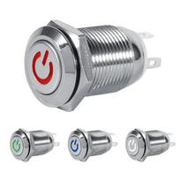 12mm Vandeniui atsparus Metalinis LED Mygtukas Momentinis Jungiklis Patvarus Maitinimo Valdymo Jungiklis Automobilio Prietaiso Grandinei Elektros Aksesuarams White LED