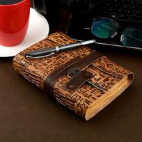 Handmade Personal Leather Bound Diary/Notepad With Antique Brass Key Closer for Men & Women Plain Vintage. Size 7x5 Inch ‎7 x 5 Inches ruda
