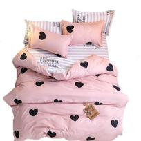 Lovos pamušalai Minkštas antklodės užvalkalų komplektas Patalynė pagalvės užvalkalas Love Hear Pattern patalynės komplektas 4 Pcs Single rožinė