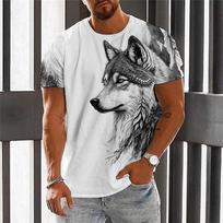 New Summer Men's Fashion T-shirt Personality Poker Aces Handsome Wolf Head Printed Men's T-shirt Top XS juoda