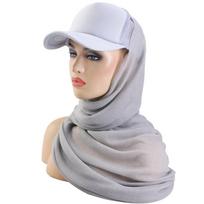 Musulmonių moterims šifono hidžabas su beisbolo kepure, vasarinis moteriškas turbanas su šifono skara, paruoštas dėvėti turbanas, momentiniai hidžabai, Ramadanui One Size