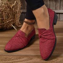Drobės Stambūs Moteriški Loferiai Batai Kaspinas Mada Vidutinis Kulnas Ėjimo Batai Moteris 2025 Tendencija Žiemos Aukštakulniai Suknelė Mujer Kelionės Zapatos 36 raudona