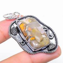 Bumblebee Jasper Handmade 925 Sterling Silver Jewelry Pendant 2.36  N7w60