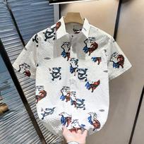 Ethnic Style Hawaiian Men's Short-sleeved Shirt Beach Summer New Printed Trend Shirt Loose Casual and Handsome L balta