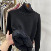 Autumn Winter Turtleneck Pullover Thickened Sweater Women's Knitted Warm Bottoming Shirt Casual Simple Solid Color Basic Top Woman Clothing One size juoda