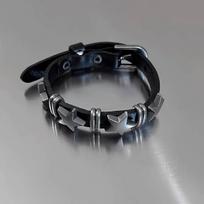 Dark Punk Y2K Pentagram Leather Bracelet - Women's Layered Hip Hop Style