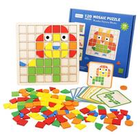 3d Montessori Geometry Jigsaw Tangram Mosaic Puzzle Sensory Game Early Education Shape Color Wooden Board Toy Gift For Kids