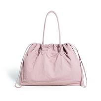 Large Capacity Drawstring Shoulder Bag Sport Lightweight Tote Bag Commuter Travel Storage Bag rožinė
