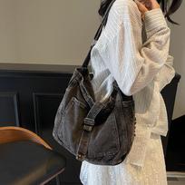 Spring new denim shoulder bag women's messenger bag old denim messenger bag retro juoda